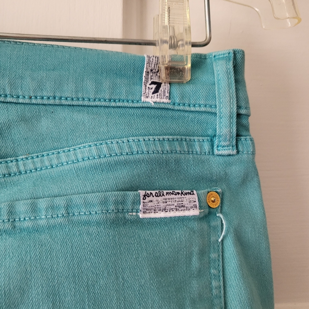 7 For All Mankind Turquoise Skinny Jeans Size 27 - Picture 4 of 6